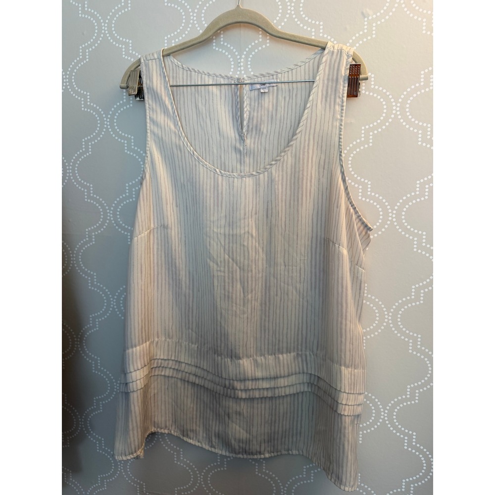 Gap Tank Top Striped Pintuck Pleated Hem XL - Picture 3 of 10
